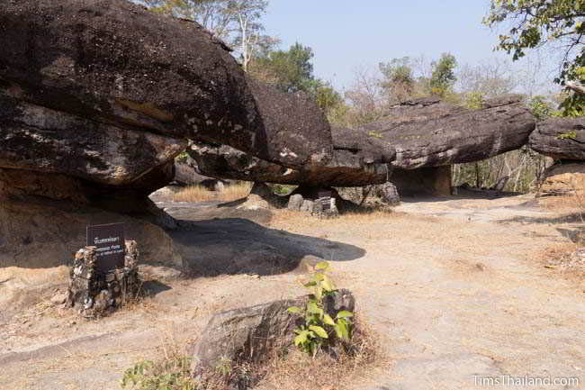 Nang Usa and Prince Baros's rock coffins in Phu Phrabat Historical Park in Udon Thani, Thailand.
