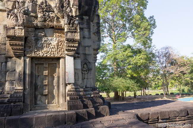 South face of tower at Ban Phluang Khmer ruin in Thailand.