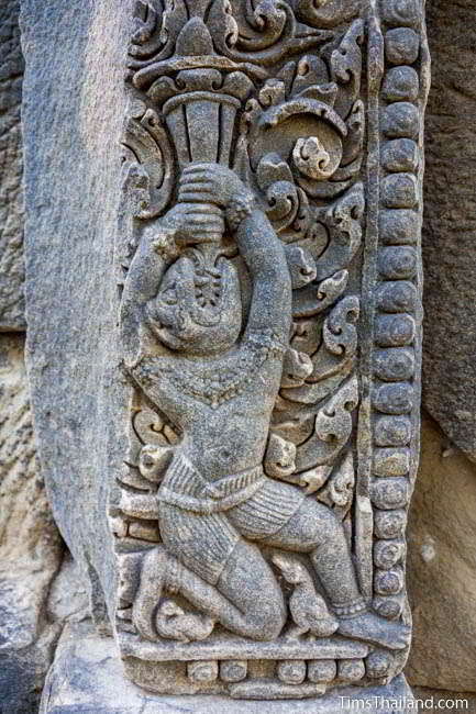 Pilaster carving at Ban Phluang Khmer ruin in Thailand.