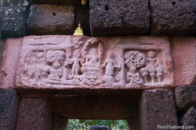 replica lintel at Ku Ban Daeng Khmer ruin in central tower