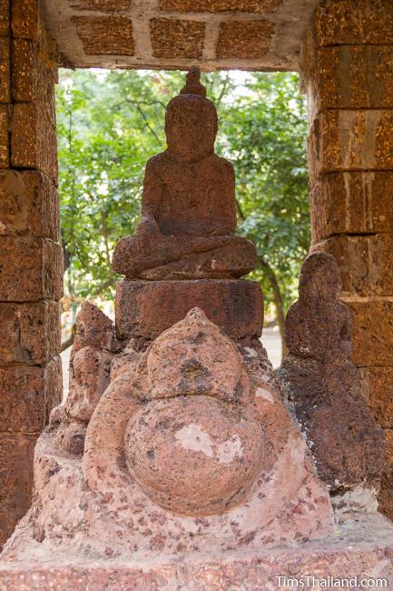 laterite carving of Rahu in shrine of Ku Mithila Khmer ruin