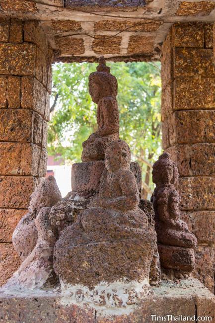 laterite carving of Mae Thoranee in shrine of Ku Mithila Khmer ruin