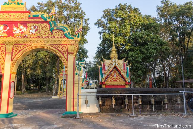 laterite enclosure joining modern gateway of Ku Sunthararam Khmer Ruin