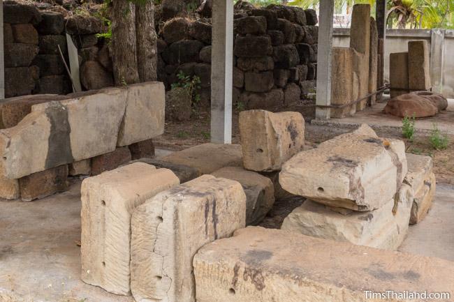 sandstone blocks in storage area at Ku Kaew Khmer ruin Khon Kaen