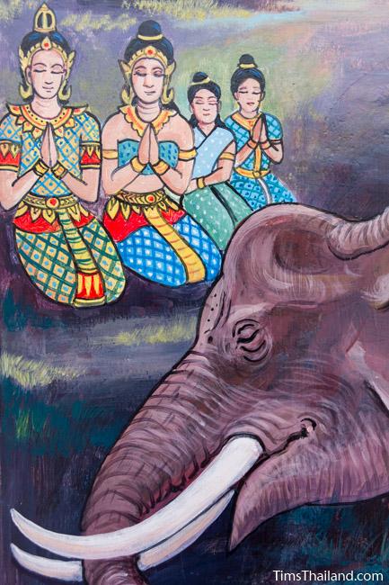 Nang Phom Hom story painting at Wat Nong Wang