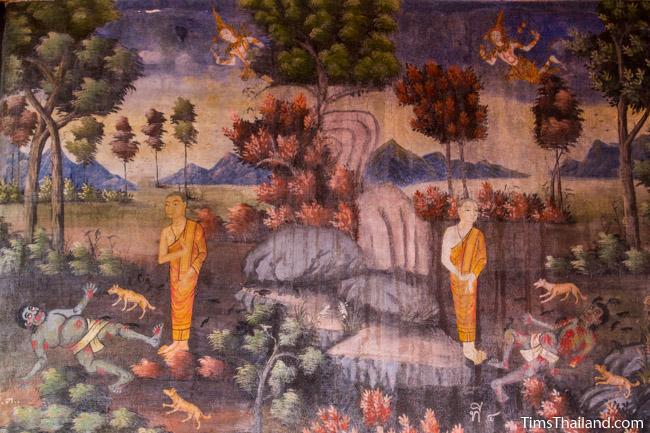 Wat Um Long corpse meditation mural