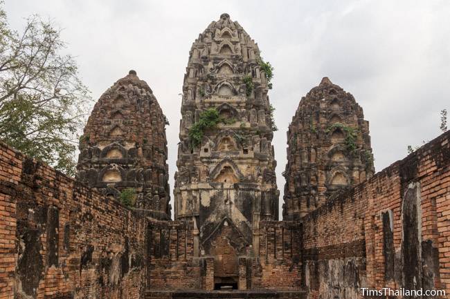 towers and central wihan at Wat Si Sawai Khmer ruin