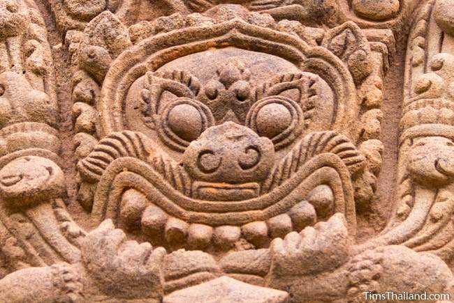 detail of kala face on lintel at Muang Tam Khmer ruin