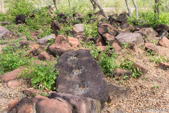 blocks of rubble at Prang Ban Tan Khmer ruin