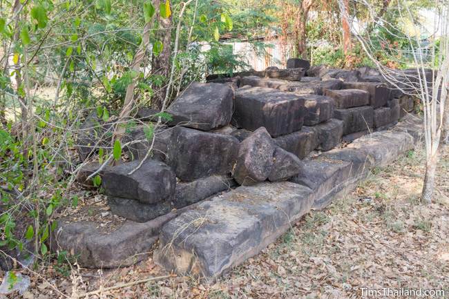 pile of unused sandstone blocks at Prang Ku Chaiyaphum Khmer ruin