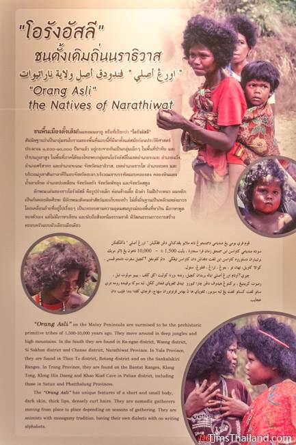 sign about semang people in Narathiwat City Museum