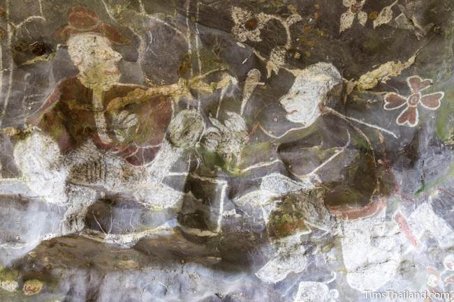 painting of Chinese men at Tham Sam cave