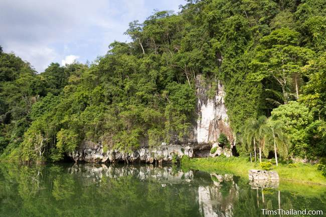 pond in front of Tham Sam cave