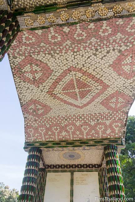Wat Khuat bottle temple's main gate ceiling made of shells and bottle caps