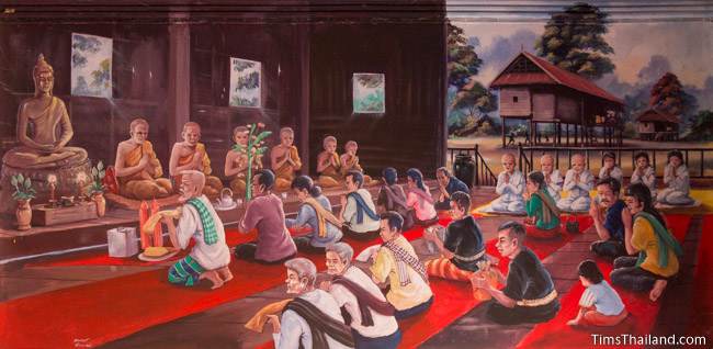 mural of Boon Khao Phansa tradition