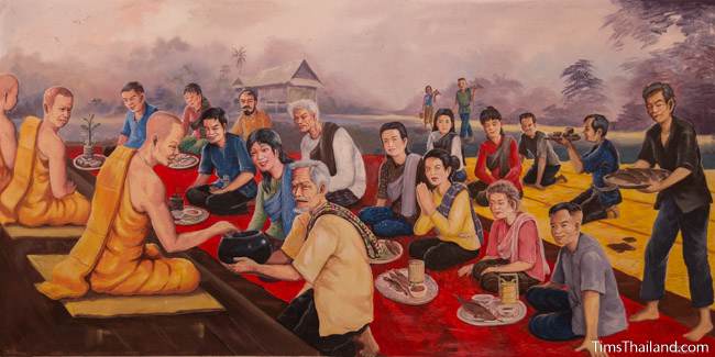 mural of Boon Khao Sak tradition