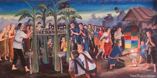 mural of Boon Ok Phansa tradition