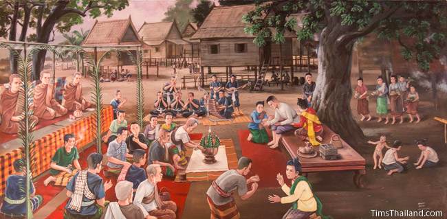 mural of blessing ceremony for Khon Kaen