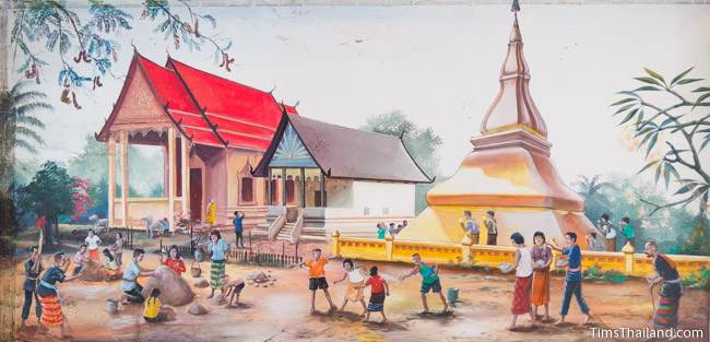 mural of Phra That Kham Kaen Buddhist temple