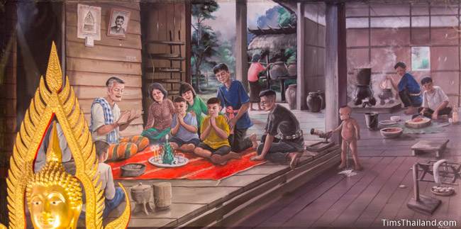 mural of phuk siow ceremony