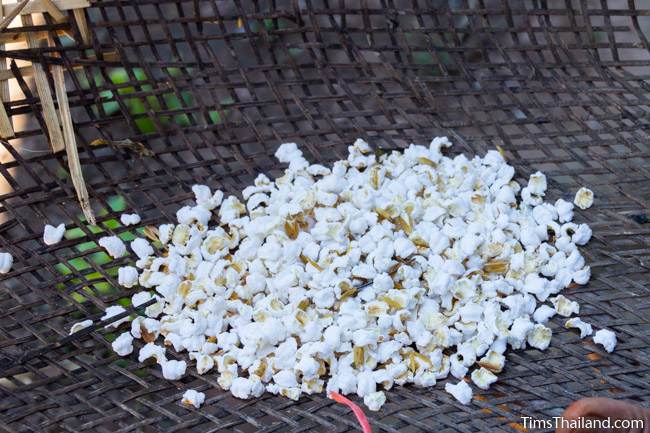 puffed rice in a winnowing basket