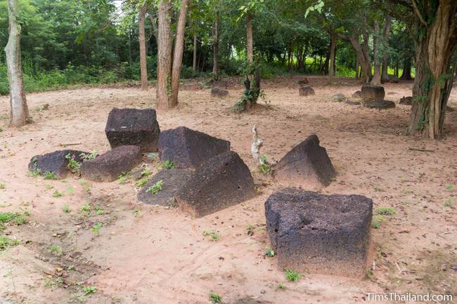 scattered laterite blocks at Prang Sra Pleng Khmer ruin