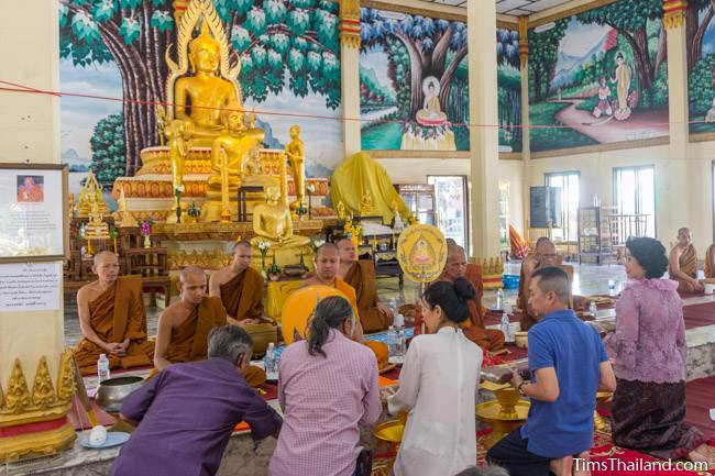 giving robes to monks for Kathin celebration