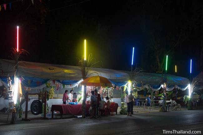 tent headquarters for Kathin celebration at night