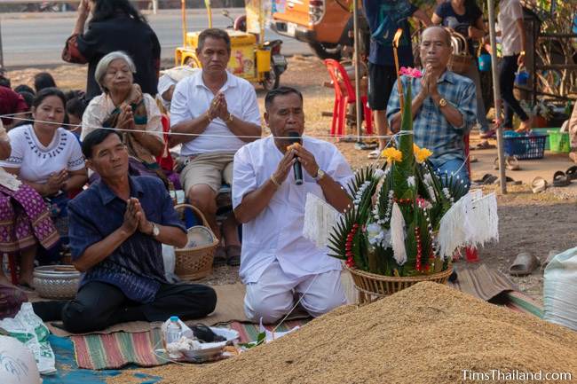 blessing rice with a bai sii at Boon Berk Bahn