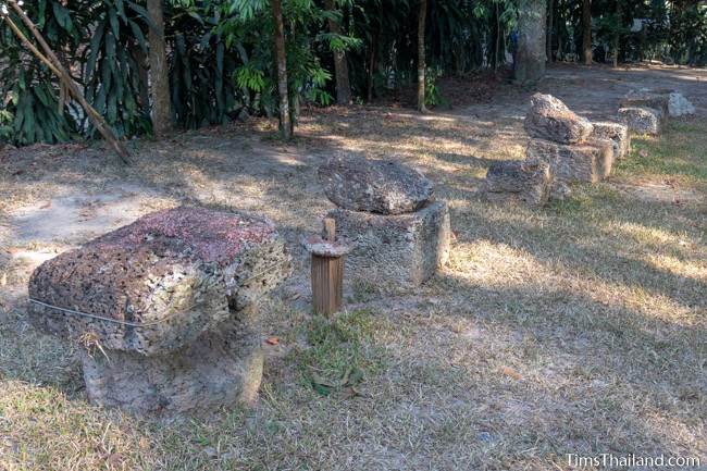 small laterite stupas at Muang Boran Dong Lakhon