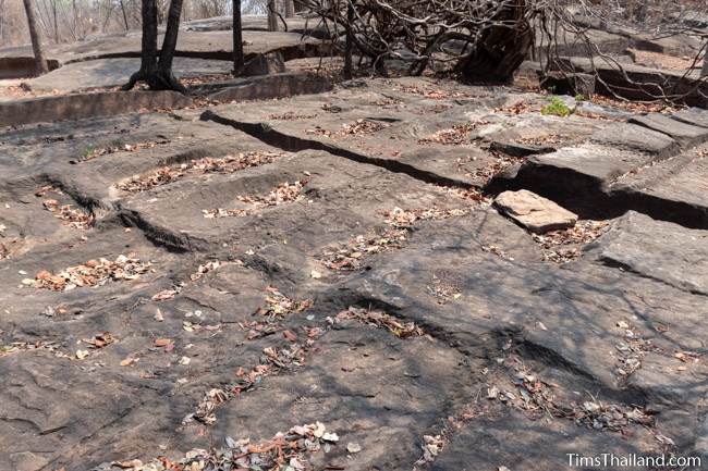 surface of rock where sandstone blocks have been removed