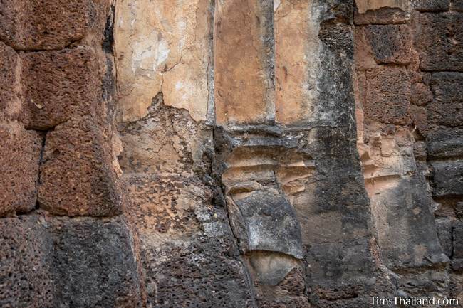 close-up of stucco on the redented corners