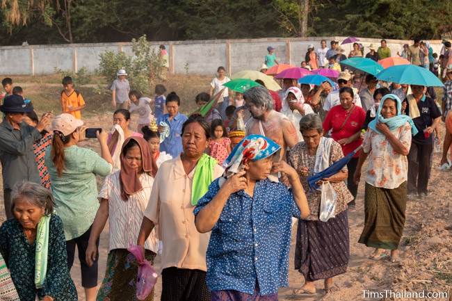 people walking in rice field