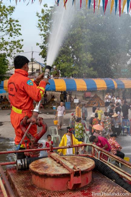 fire truck spraying water