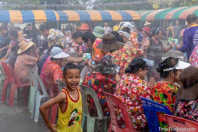 water falling down on people like rain