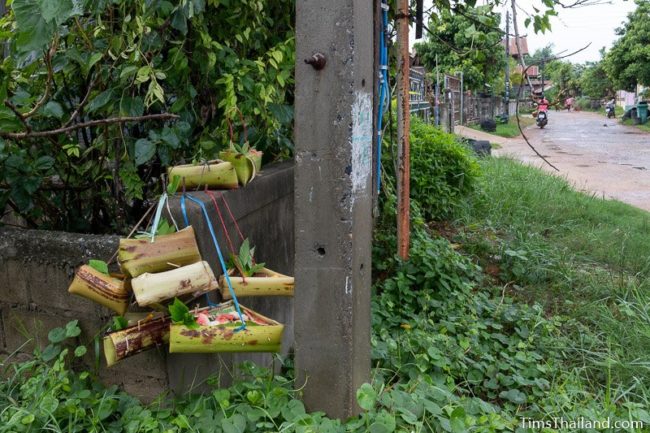 kratong hanging on concrete wall