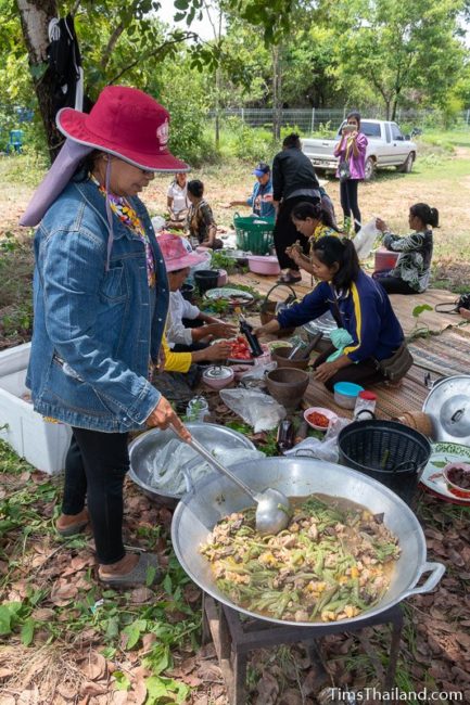 woman making lotus stem soup