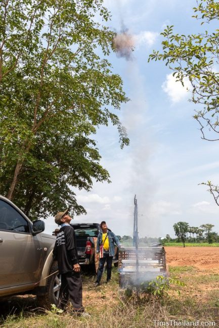 rocket exploding just above the ground