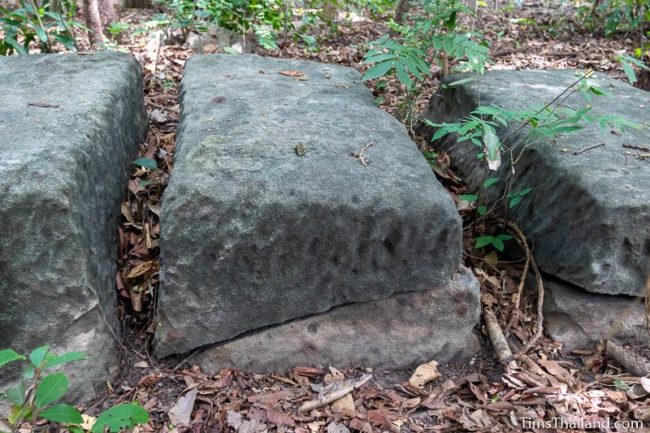 broken sandstone block in quarry