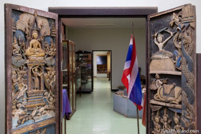 two carved wooden doors