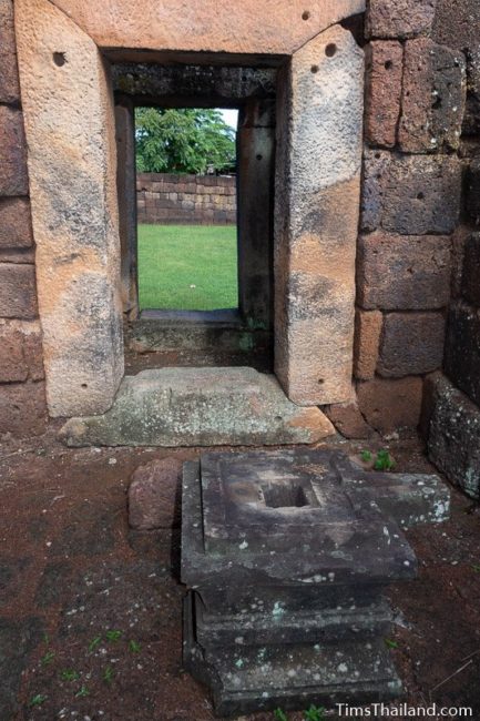 pedestal and doors inside library