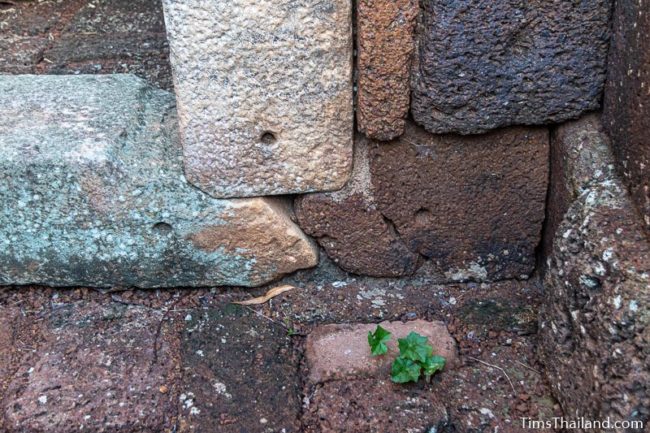 different colored stone in corner of library