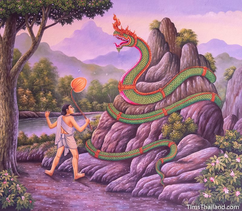 temple mural painting of naga on anthill