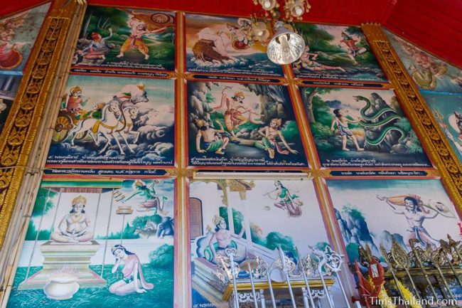 nine jataka paintings on a temple wall