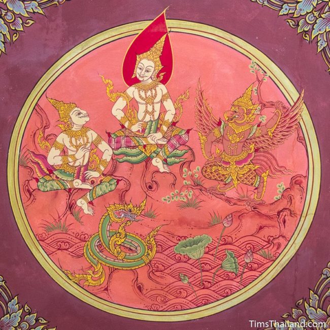 temple mural painting of four kings chatting