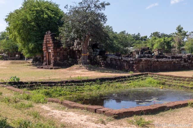 pond with temple in back