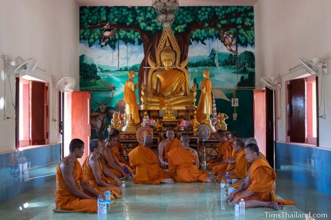 monks inside the ubosot