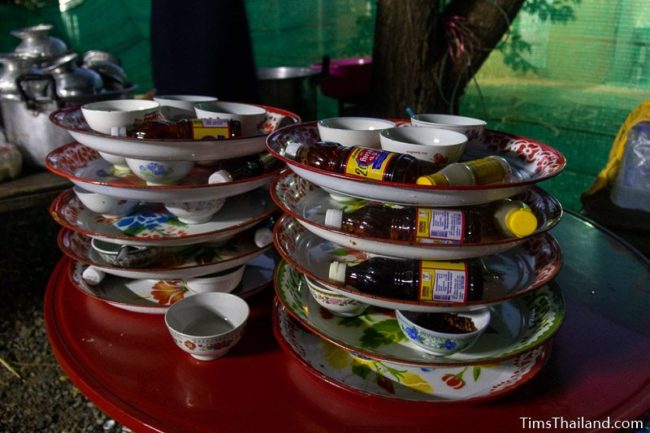 stacks of condiment trays