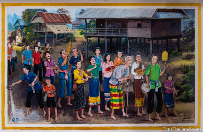 painting of parade through a village