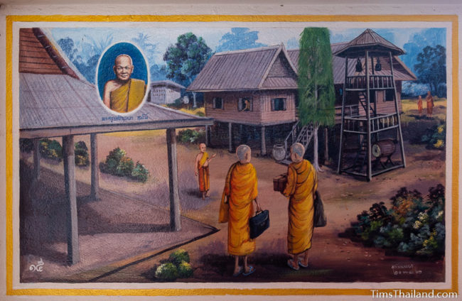 painting of monks at a temple